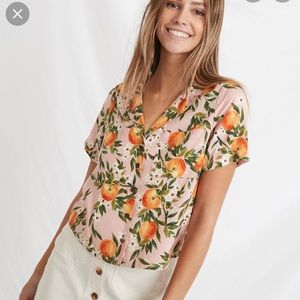 Marine layer Button Down in Orange Print